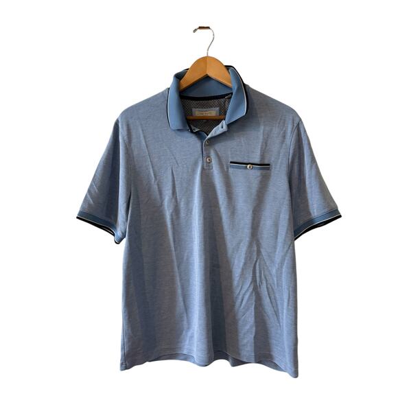 Ted Baker Collared Polo Shirt Blue 5 - Picture 1 of 6